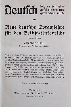 Neue Deutsche Sprachlehre von Theodor Paul (1911)